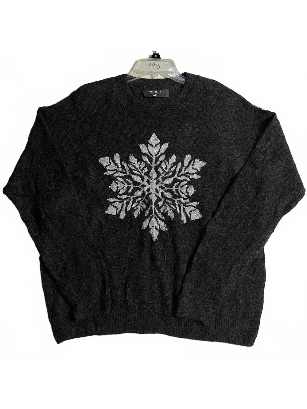 Primark Y2K Charcoal Gray Snowflake Cozy Soft Oversized Sweater Size Large